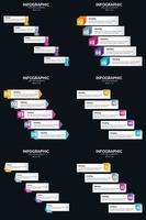modelo de slide de apresentação de pacote de infográficos vetor 6 diagramas de ciclo de 5 etapas e linhas do tempo