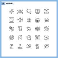 pacote de linha vetorial editável de 25 linhas simples de computador de bloqueio entre em contato conosco elementos de design vetorial editável lunar do ramadã vetor