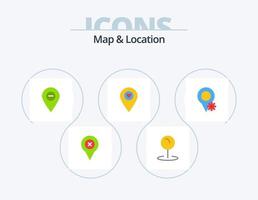 mapa e localização plana ícone pack 5 design de ícone. mapa. ponteiro. localização. mapa. coração vetor