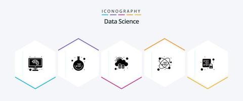 pacote de ícones de 25 glifos de ciência de dados, incluindo bloqueio. dados. nuvem. Ciência. espaço vetor
