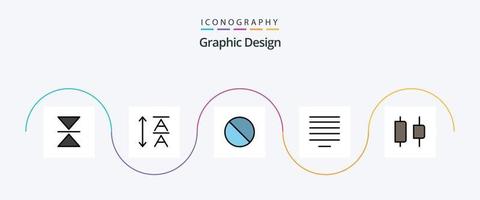linha de design preenchida com 5 ícones planos, incluindo . Proibido. horizontal. Centro vetor
