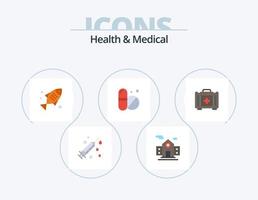 saúde e ícone plano médico pack 5 design de ícones. . healthbag. Comida. bolsa. tábua vetor
