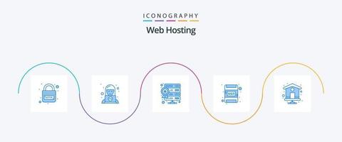 pacote de ícones azul 5 de hospedagem na web, incluindo a página inicial. ssd. serviço. cartão de memória. hospedagem na web vetor