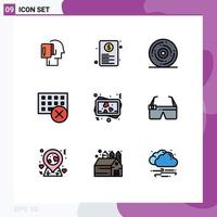 9 ícones criativos sinais e símbolos modernos de papel de computadores gadget novos elementos de design de vetores editáveis felizes