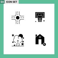 4 ícones criativos, sinais e símbolos modernos de encruzilhada, encontrar aro, carregar elementos de design de vetores editáveis reais