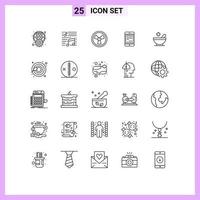 conjunto moderno de 25 linhas e símbolos, como elementos de design de vetores editáveis de música de dispositivo ipad