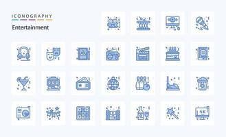 25 pacote de ícones azuis de entretenimento vetor