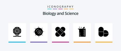 pacote de ícones de glifo 5 de biologia, incluindo . pílulas. correção. laboratório. biologia. design de ícones criativos vetor