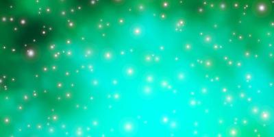 fundo verde claro com estrelas pequenas e grandes. vetor