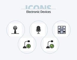 linha de dispositivos cheia de ícone pack 5 design de ícone. gadget. conectado. instrumento. computadores. Centro vetor