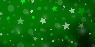 fundo verde claro com círculos, estrelas. vetor