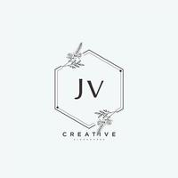 arte do logotipo inicial do vetor de beleza jv, logotipo de caligrafia da assinatura inicial, casamento, moda, joalheria, boutique, floral e botânico com modelo criativo para qualquer empresa ou negócio.