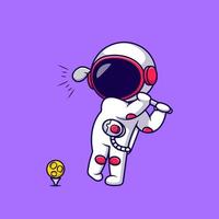bonito astronauta jogando golfe ilustração de ícones do vetor dos desenhos animados da lua. conceito de desenho animado plano. adequado para qualquer projeto criativo.