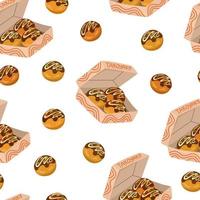 padrão sem emenda takoyaki. fundo de comida asiática. perfeito para café de restaurante e menus de impressão. vector mão desenhar ilustração dos desenhos animados.