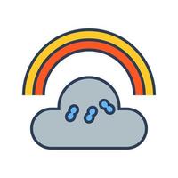 nublado com ícone de vetor de arco-íris