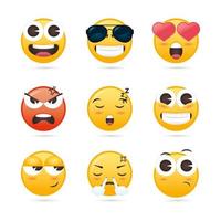 coleção fofa de emoji vetor