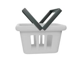 cesta de compras com estilo minimalista dos desenhos animados do ícone do vetor 3d