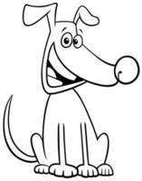 desenho animado sentado cão personagem livro de cores página vetor
