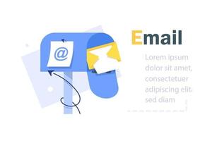 assinatura de e-mail, modelo de vetor de boletim informativo on-line com caixa de correio. ilustração de site de envelope e boletim informativo