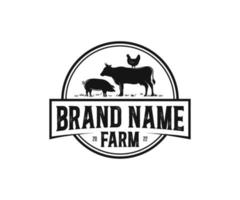 logotipo da fazenda de animais. design de logotipo animal de fazenda de gado. modelo de logotipo de fazenda de gado. vetor