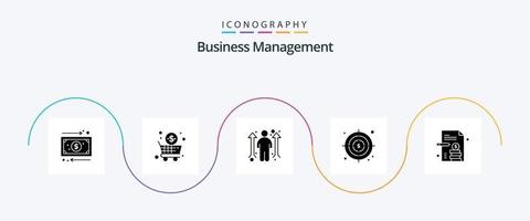 pacote de ícones de glifo 5 de gerenciamento de negócios, incluindo relatório de negócios. o negócio. oportunidade de negócios. alvo. o negócio vetor