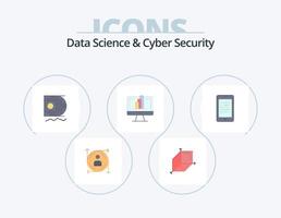 ciência de dados e design de ícones planos de pacote de 5 ícones de segurança cibernética. ler. gráfico. dados. curto. computador vetor