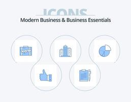 negócios modernos e fundamentos de negócios azul ícone pack 5 design de ícone. caso. Bagagem. o negócio. viajar por. planejamento vetor