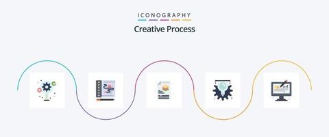 processo criativo flat 5 icon pack incluindo modelagem. criativo. processar. processar. idéia vetor