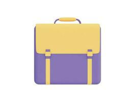 maleta de empresário ou mochila com estilo minimalista de desenho animado de ícone vetorial 3d vetor