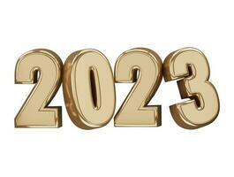 renderização 3d realista efeito de texto de ano novo de 2023 vetor