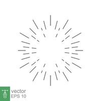 doodle de linha sunburst. estilo plano simples. brilho, explosão, radial, starburst, luz do sol, círculo, conceito de verão. ilustração vetorial isolada no fundo branco. eps 10. vetor