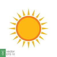 ícone do sol. estilo plano simples. sol, cor amarela ensolarada da manhã, nascer do sol, conceito de verão. projeto de ilustração vetorial isolado no fundo branco. eps 10. vetor