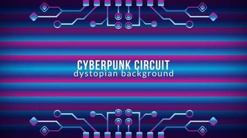circuito cyberpunk com padrão de barra de gradiente. ilustração em vetor de forma de árvore eletrônica distópica. modelo de design abstrato. tema de cor de gradiente violeta roxo rosa azul.