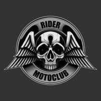 ilustração do clube da motocicleta em tons de cinza para design de emblema, logotipo, camiseta e vestuário. vetor