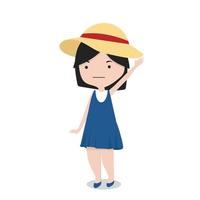 menina com chapéu de personagem de desenho animado vetor