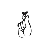 mini eu te amo mão, dedo do coração coreano eu te amo ícone de sinal vetorial ilustração de arte de linha design de adesivo mídia social vetor