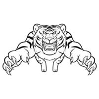 esboço de ilustração de ataque de tigre vetor