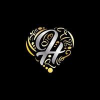 design de logotipo abstrato de amor h de luxo, modelo de logotipo de amor letra h vetor
