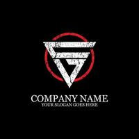 design de logotipo de nome inicial cv, com estilo grunge, vetor de logotipo de letra no círculo