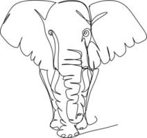uma ilustração, uma arte de linha. desenho contínuo de uma linha. desenho de um elefante para colorir vetor