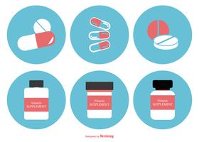 Coleção de Ícones de Suplementos de Estilo Plano vetor