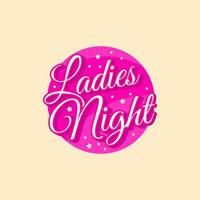 boate feminina noite de garotas tipografia vetor de design de ícone de texto