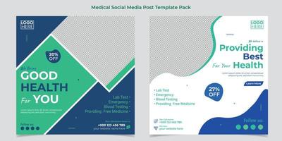 banner da web de saúde médica ou folheto quadrado ou design de modelo de postagem de mídia social vetor