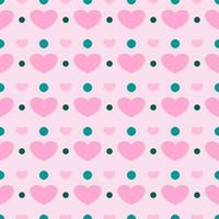 coração rosa pontos verdes fundo rosa pastel vetor sem costura padrão, elemento para decorar cartão de dia dos namorados, flanela tartan tecido liso impressão têxtil, papel de parede e embrulho de papel