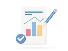 gráfico de negócios excelente 3D. ícone de estatística. ícone de crescimento de dinheiro, marketing de progresso vetor