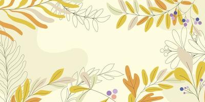 quadro de folhas verdes naturais de fundo. design de padrão de papel de parede de folha de verão tropical, ilustração vetorial simples de tema de natureza vetor