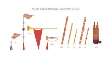 uma coleção de instrumentos musicais coreanos tradicionais. vetor