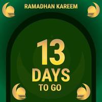 faltam 13 dias. a contagem regressiva deixa o dia do banner. calculando o tempo para o mês do Ramadã. ilustração em vetor eps10.