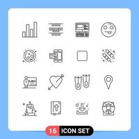 16 conceito de esboço para sites móveis e aplicativos de sistema de ciência de pagamento molécula feliz elementos de design de vetores editáveis