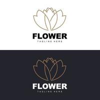 logotipo da flor, design de jardim de flores com marca de produto vetorial de estilo simples, cuidados de beleza, natural vetor